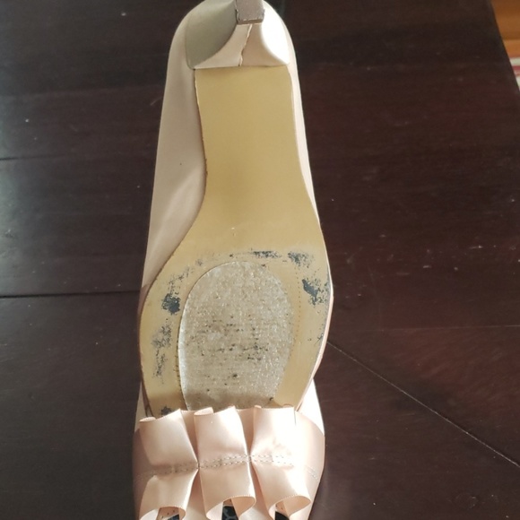 Cream Satin Kitten Heels - Picture 6 of 6